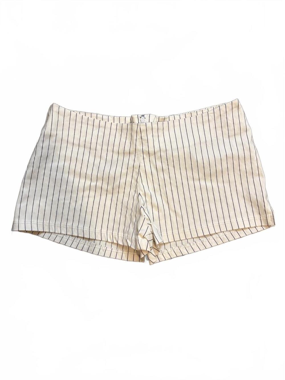 Vintage Y2K Sabora Low Rise Pinstripe Micro Shorts White Made in USA
